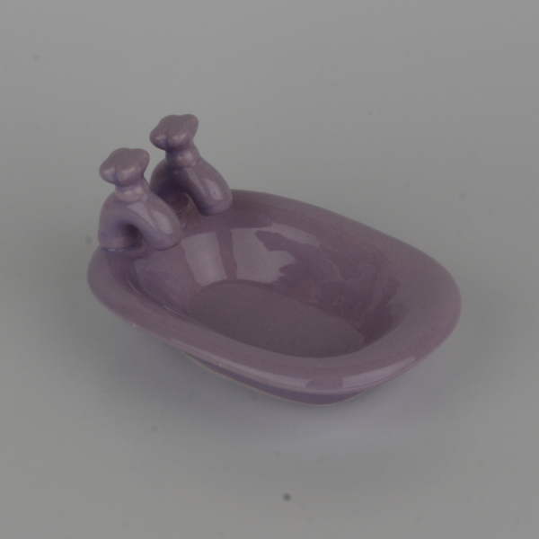 Keramická miska na mydlo vaňa fialová 15x10x8cm