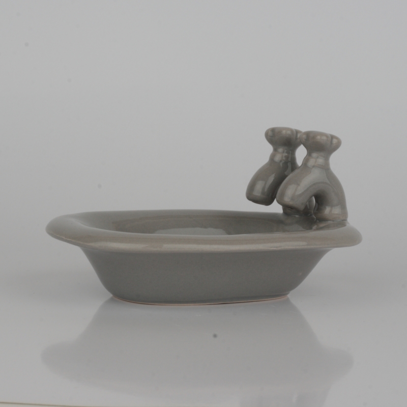 Keramická miska na mydlo vaňa šedá 15x10x8cm