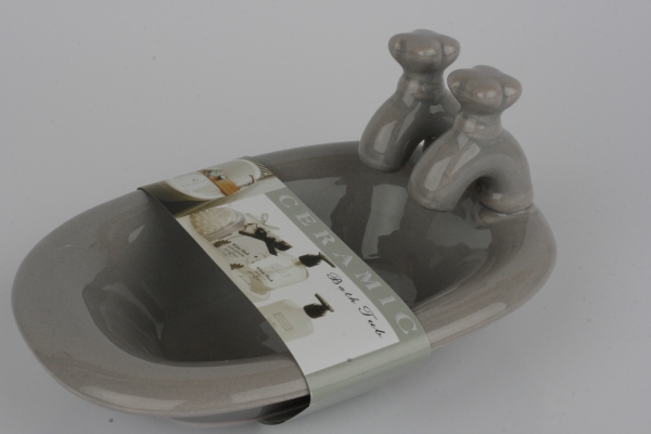 Keramická miska na mydlo vaňa šedá 15x10x8cm