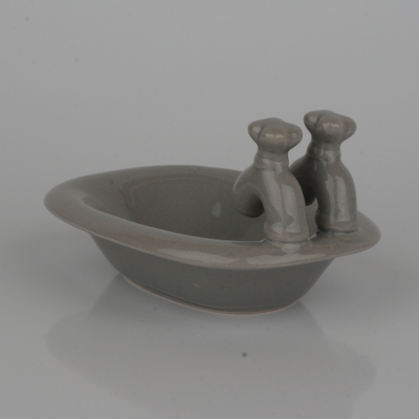 Keramická miska na mydlo vaňa šedá 15x10x8cm