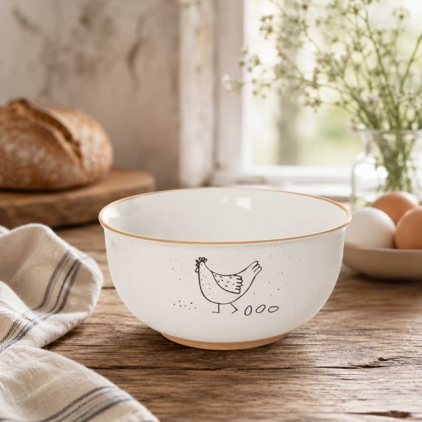 Keramická miska so sliepočkou Vidiecke ráno 550 ml