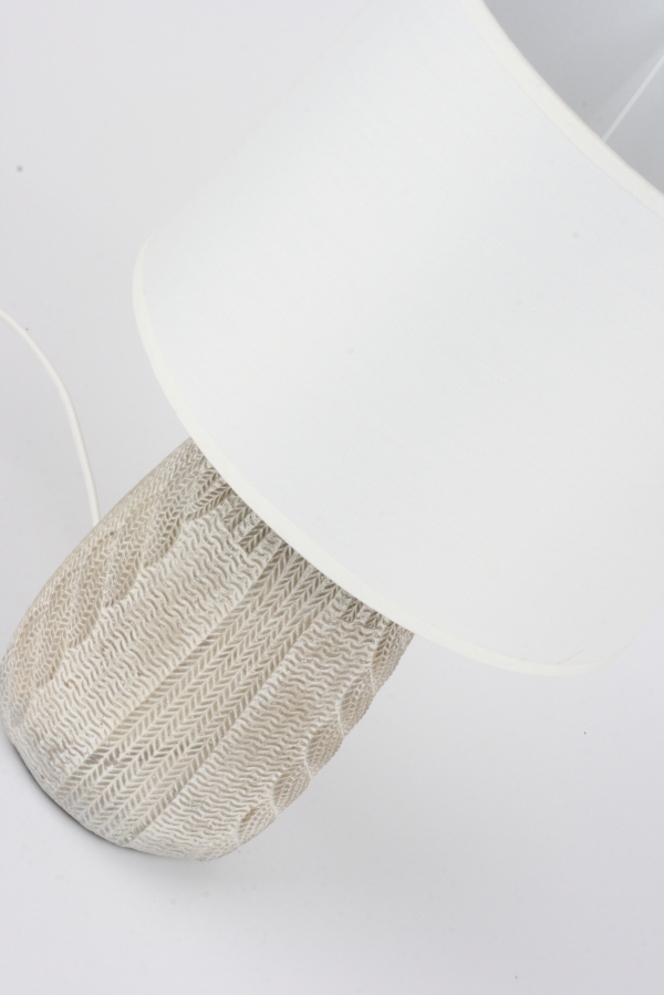 Keramická stolná lampa pletený vzor 22x36cm