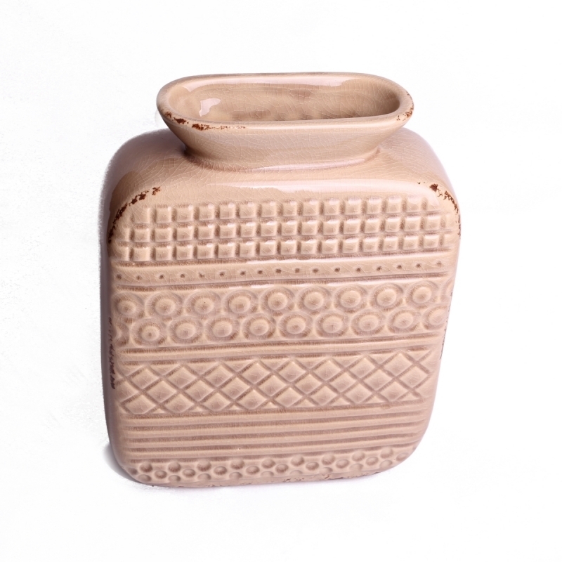 Keramická váza aztécký vzor hnedá 27x20cm