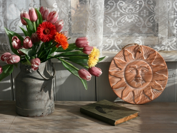 Keramická záhradné dekorácie na stenu slnko 22cm