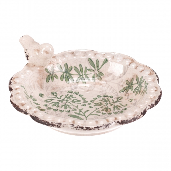 Keramické vrecko pre vtáky s vtáčikom 20 cm - retro