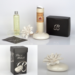 Keramický dizajnový difuzér biely oválny Blanco Frutos Rojos 200ml