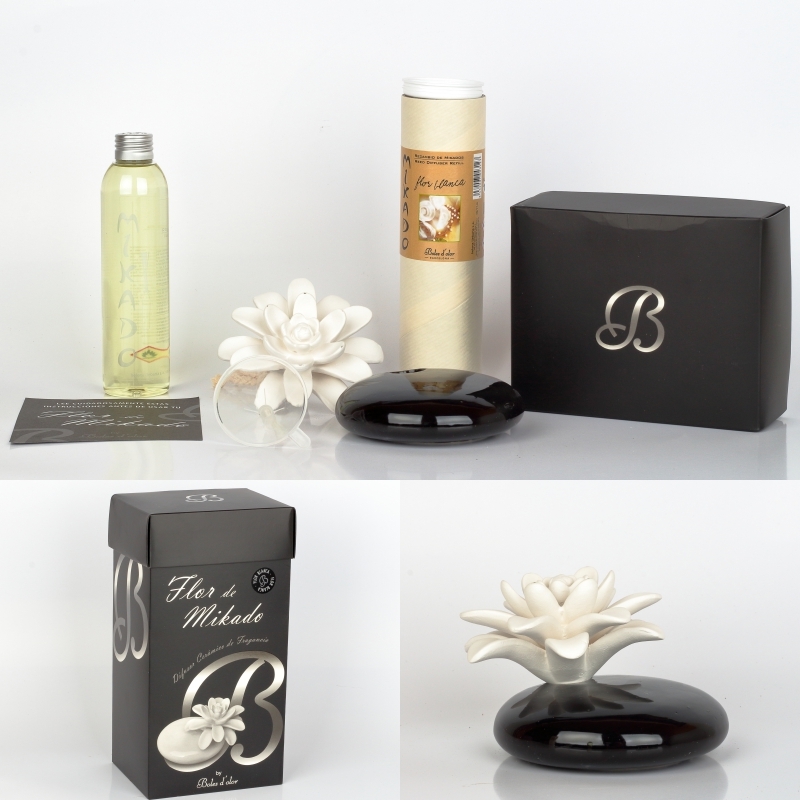 Keramický difuzér čierny oválny červená ruža Negro Flor Blanca 200ml