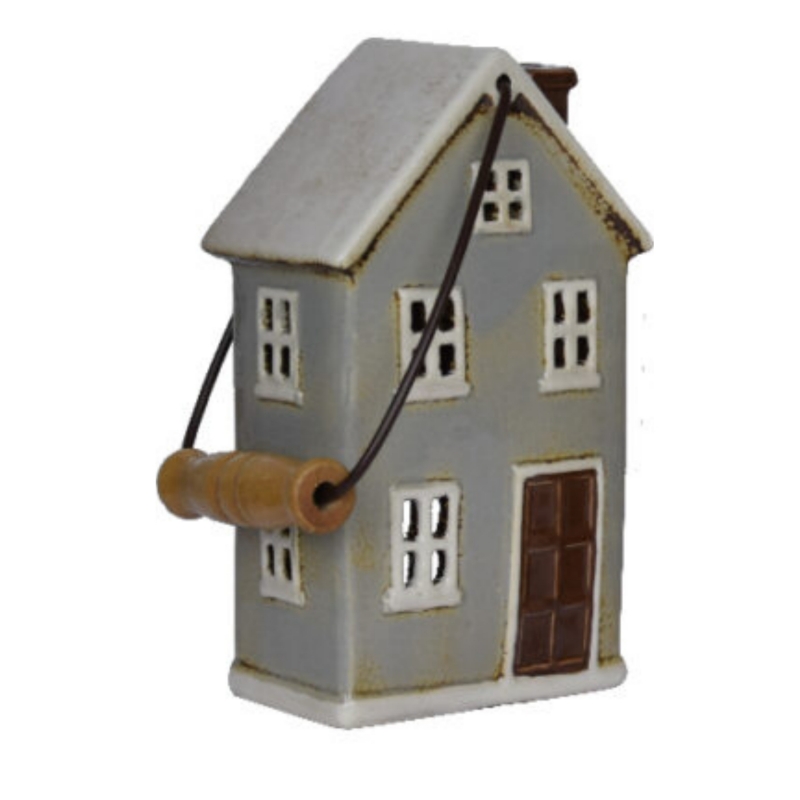 Keramický domček na čajovku šedý