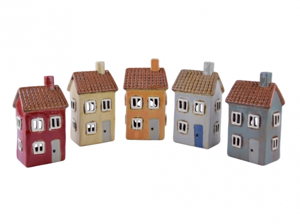 Keramický domček na čajovú sviečku 9x15x7cm Typ C