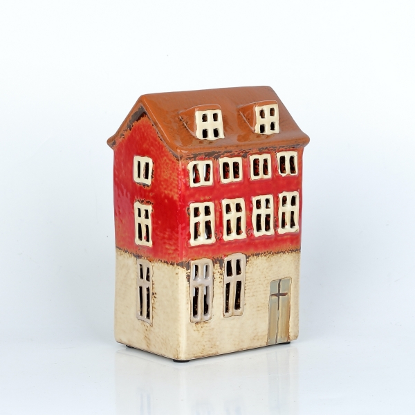 Keramický domček na sviečku 10,5x16x7,5cm B