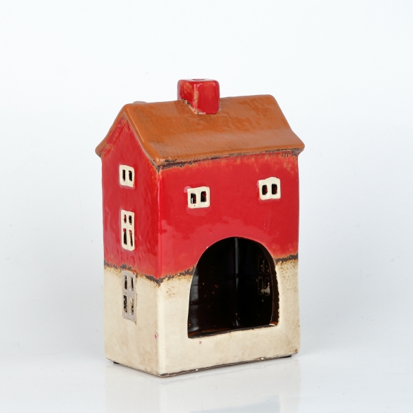 Keramický domček na sviečku 11,5x18,5x8cm C