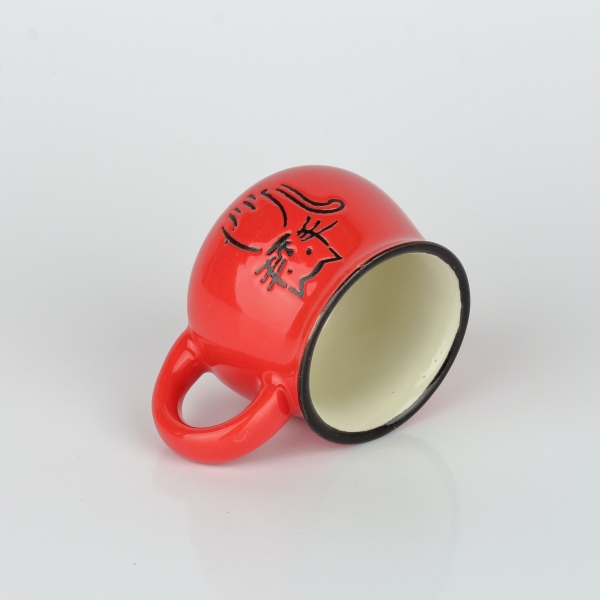 Keramický hrnček s mačkou - červený