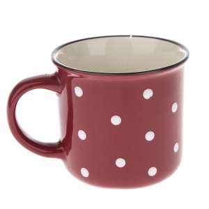 Keramický hrnček červený s bodkami 350ml