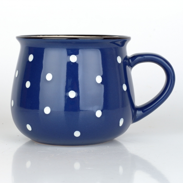 Keramický hrnček modrý s bodkami 770ml