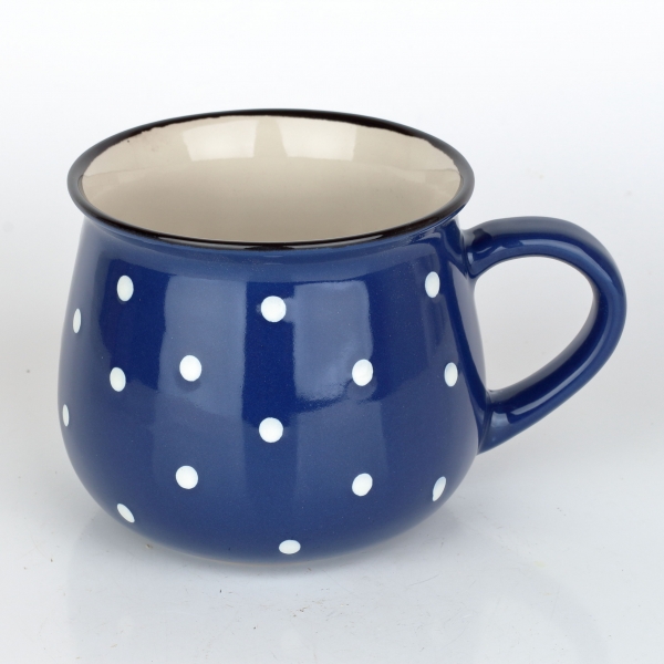 Keramický hrnček modrý s bodkami 770ml