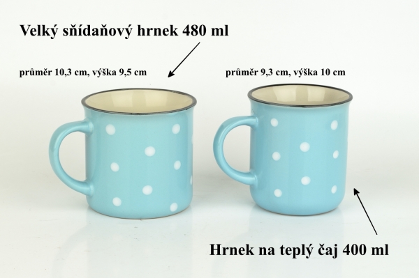 Keramický hrnček rovný čierny s bielymi bodkami