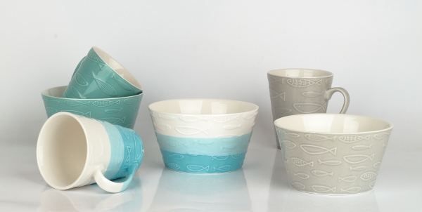 Keramický hrnček ryby béžový 290ml