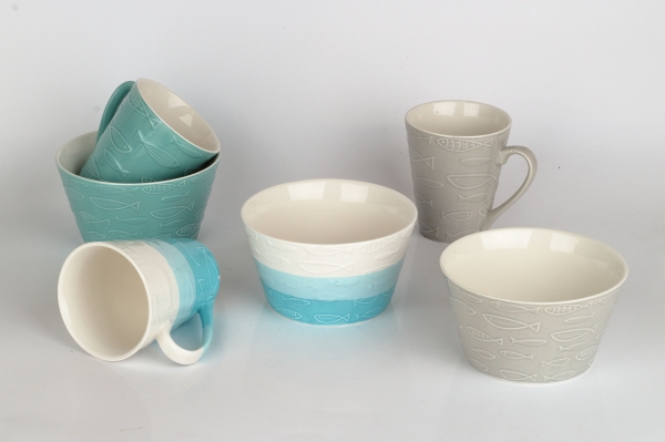 Keramický hrnček ryby tyrkys 290ml