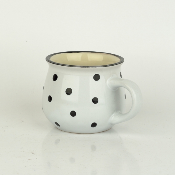 Keramický hrnček s bodkami biely objem 230 ml