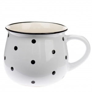 Keramický hrnček s bodkami biely objem 770 ml