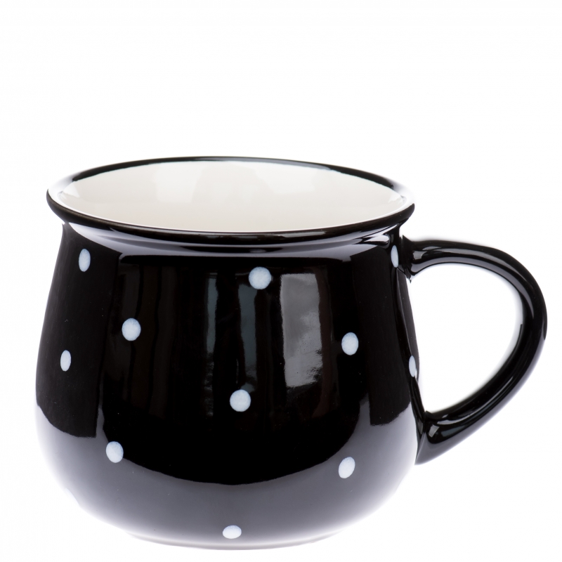 Keramický hrnček s bodkami čierny objem 770 ml