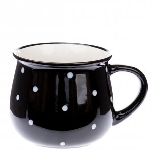 Keramický hrnček s bodkami čierny objem 770 ml