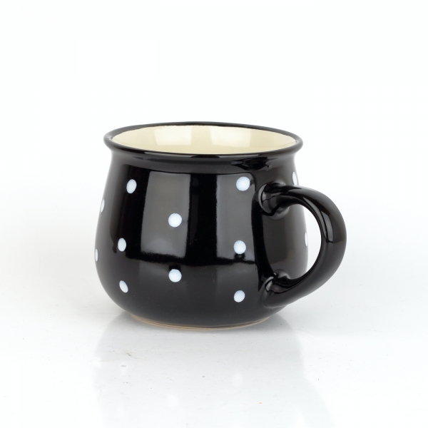 Keramický hrnček s bodkami čierny objem 770 ml