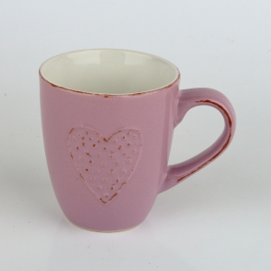 Keramický hrnček so srdcom fialový 300ml
