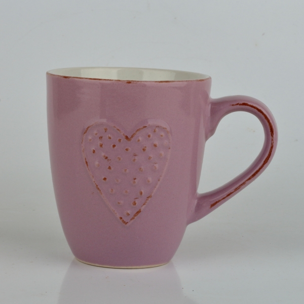 Keramický hrnček so srdcom fialový 300ml