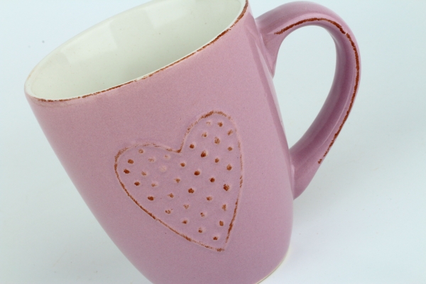 Keramický hrnček so srdcom fialový 300ml
