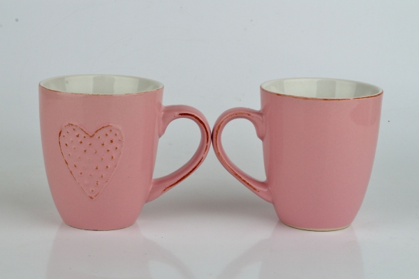 Keramický hrnček so srdcom ružový 300ml 