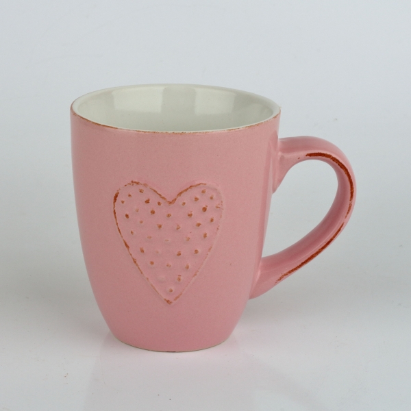 Keramický hrnček so srdcom ružový 300ml 