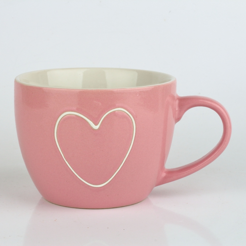 Keramický hrnček so srdcom ružový 440ml