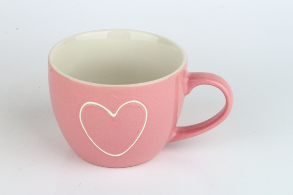 Keramický hrnček so srdcom ružový 440ml
