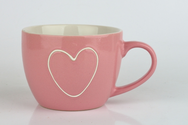 Keramický hrnček so srdcom ružový 440ml
