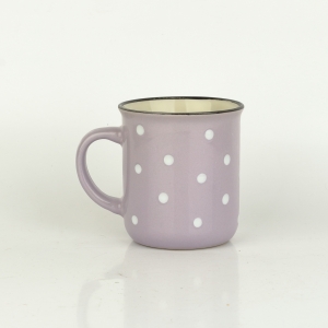 Keramický hrnček svetlo fialový s bielymi bodkami
