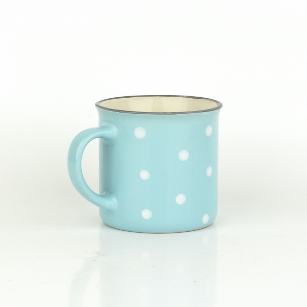 Keramický hrnček svetlo modrý s bielymi bodkami