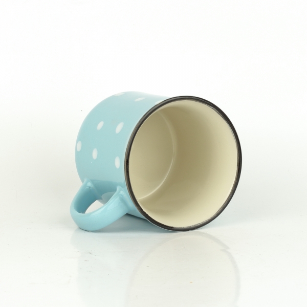Keramický hrnček svetlo modrý s bielymi bodkami