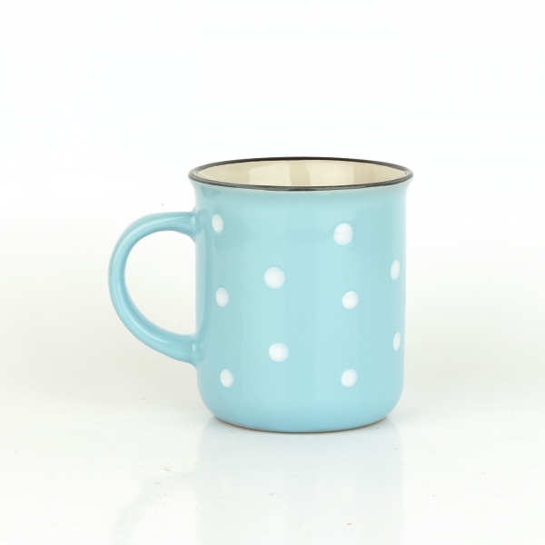 Keramický hrnček svetlo modrý s bodkami