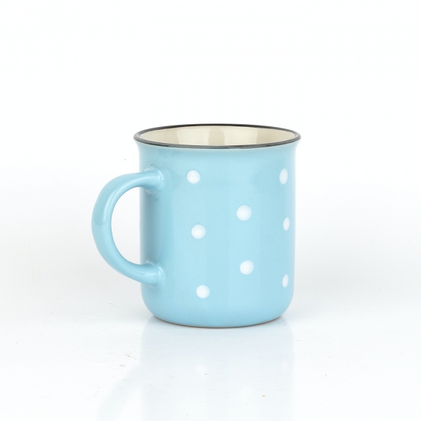 Keramický hrnček svetlo modrý s bodkami