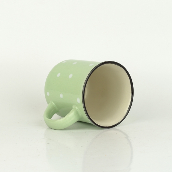 Keramický hrnček svetlo zelený s bielymi bodkami