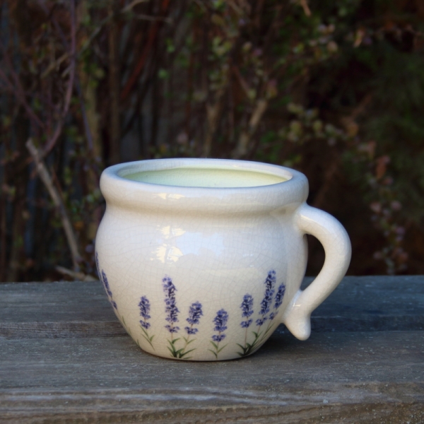 Keramický kvetináč s motívom levandule