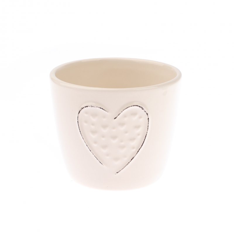 Keramický kvetináč so srdcom guľatý