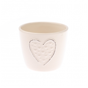 Keramický kvetináč so srdcom guľatý