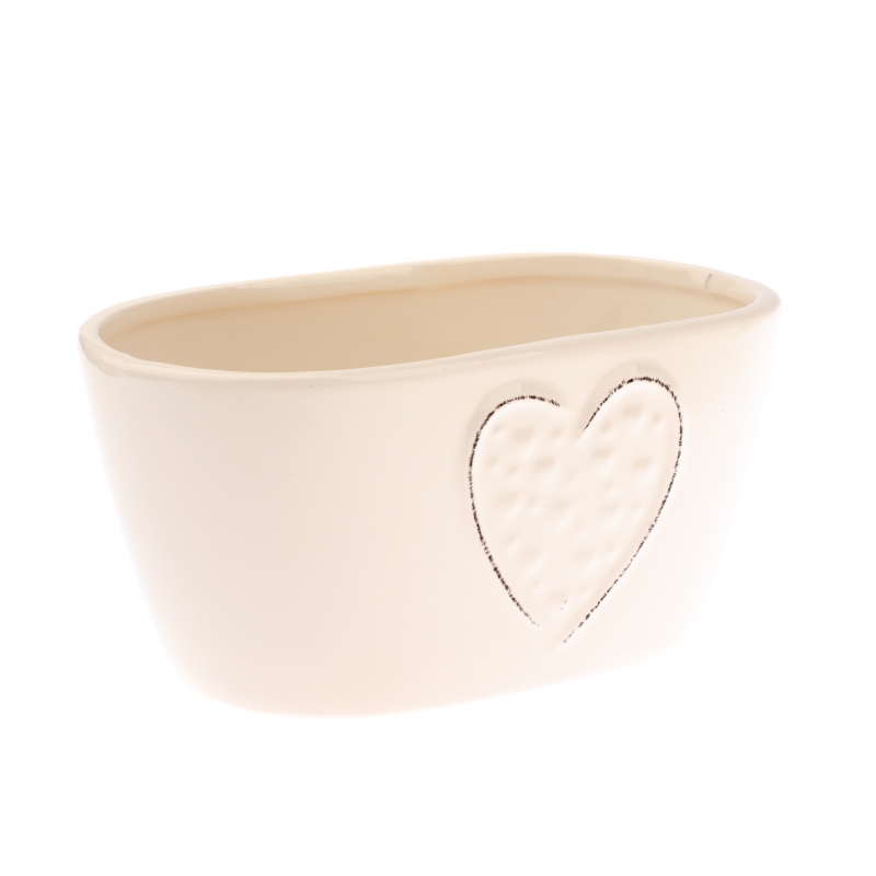 Keramický kvetináč so srdcom oválny 10,5x18,5x9cm