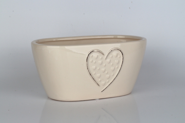 Keramický kvetináč so srdcom oválny 22,6×10,6×13,6cm