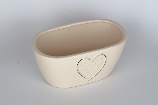 Keramický kvetináč so srdcom oválny 22,6×10,6×13,6cm