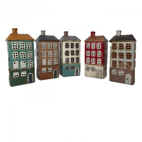 Keramický svietnik domček A 11 x 24,5 x 9,5 cm