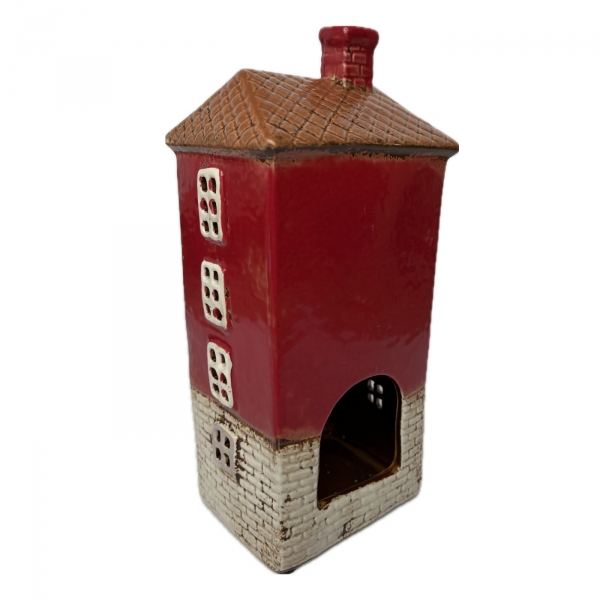 Keramický svietnik domček E 11 x 24,5 x 9,5 cm