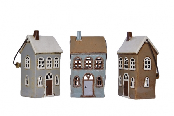 Keramický svietnik domček s rukoväťou